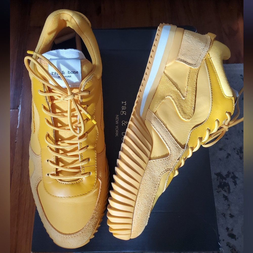 Rag & Bone Mens Yellow Retro Runner 2.0 Low Top Sneaker Suede Size 43 (US 10)